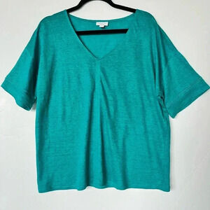 J Jill Love Linen 100% Linen V-Neck Top